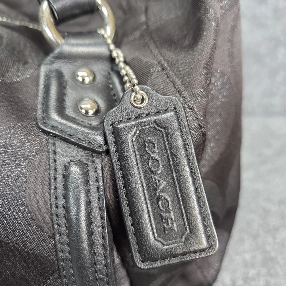 Coach Black Canvas Signature Campbell Convertible Satchel Bag F26243 Y2k - Picture 4 of 14